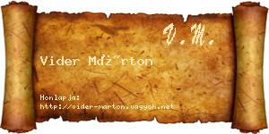 Vider Márton névjegykártya